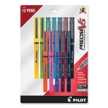 Pilot Precise V5 Fine 0.5 mm Rollerball Pen - Assorted Ink and Barrel Colors (12/Pack)