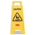 Safety Equipment | Rubbermaid Commercial FG611200YEL 11 in. x 12 in. x 25 in. Multilingual "Caution" Floor Sign - Bright Yellow image number 2