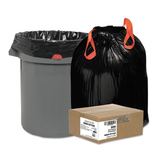 Trash Bags | Draw 'n Tie WEB1DT200 30.5 in. x 33 in. 30 gal., 1.2 mil, Heavy-Duty Trash Bags - Black (200/Box) image number 0