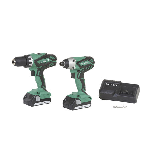 Combo Kits | Hitachi KC18DGLS 18V Lithium Ion Cordless Combo Kit DV18DGL Hammer Drill & WH18DGL Impact Driver with 2 1.5 Ah Batteries image number 0