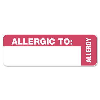 Tabbies 1 in. x 3 in. ALLERGIC TO Medical Labels - White (1-Roll)