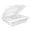 Food Trays, Containers, and Lids | Dart 90HT3R 9 in. x 9.4 in. x 3 in. 8 oz. 3-Compartment Foam Hinged Lid Container - White (200/Carton) image number 0