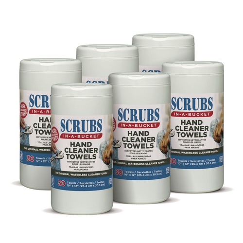 Labor Day Sale! Save $30 off $199! | SCRUBS 42230 10 in. x 12 in. 1-Ply Hand Cleaner Towels - Citrus Blue/White (6/Carton) image number 0