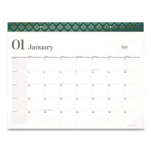 Calendars & Planners | AT-A-GLANCE 1606704 21.75 in. x 17 in. 12-Month (Jan-Dec): 2026 WorkStyle Monthly Desk Pad Calendar - White Sheets, Teal Headband/Clear Corners image number 0