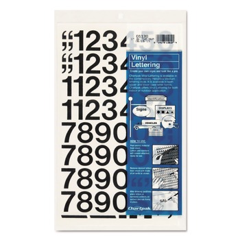 Chartpak 1 in. Tall Press-On Vinyl Self-Adhesive Numbers - Black Characters (44/Pack)