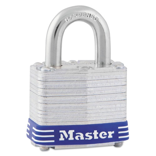 Office Jansan | Master Lock 3D 1.56 in. Wide Four-Pin Laminated Steel Tumbler Lock, 2 Keys - Silver/Blue image number 0