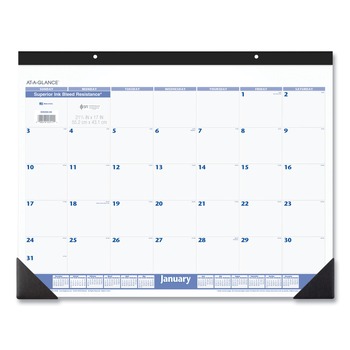 AT-A-GLANCE 12-Month (Jan to Dec): 2026 22 in. x 17 in. Desk Pad - White Sheets, Black Binding/Black Corners