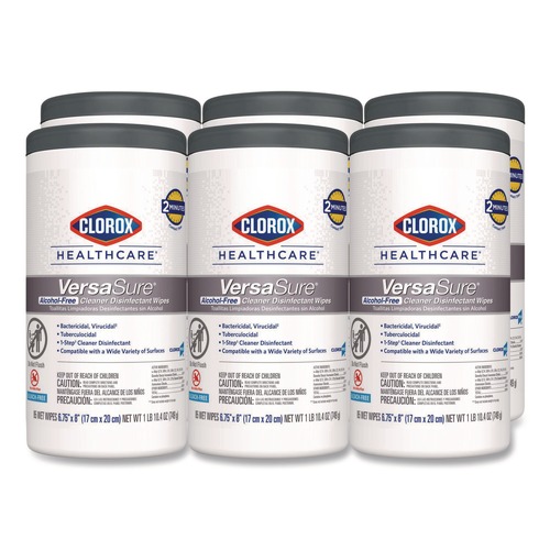 Cleaning Cloths | Clorox Healthcare 31757 6.75 in. x 8 in. 1-Ply VersaSure Cleaner Disinfectant Wipes - Fragranced White (6/Carton) image number 0