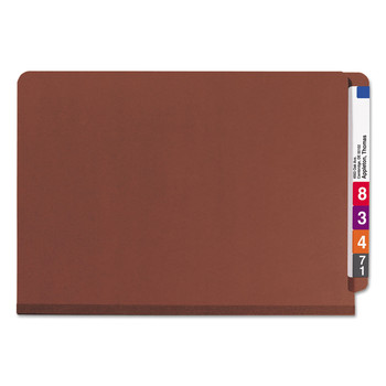 Smead 2 in. Expansion 2 Divider Legal Size 6 SafeSHIELD Fasteners End Tab Pressboard Classification Folders - Red (10/Box)