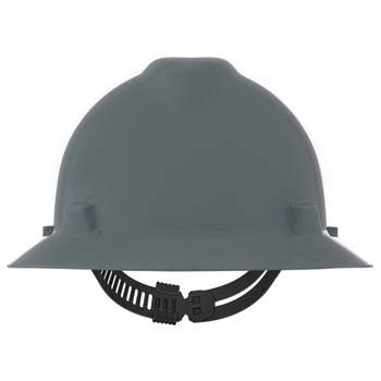 MSA V-Gard Slotted Full-Brim Hat with Staz-On Suspension - Gray