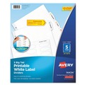  | Avery 14434 11 in. x 8.5 in. 5 Big Tab Printable White Label Tab Dividers - White (20/PK) image number 0