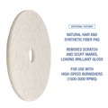 Cleaning & Janitorial Accessories | Boardwalk BWK4024NAT 24 in. Diameter Burnishing Floor Pads - Natural White (5/Carton) image number 4