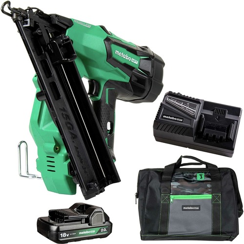 Finish Nailers | Metabo HPT NT1865DMASTM 18V MultiVolt Brushless Lithium-Ion Cordless 15-Gauge Angled Finish Nailer Kit (2 Ah) image number 0