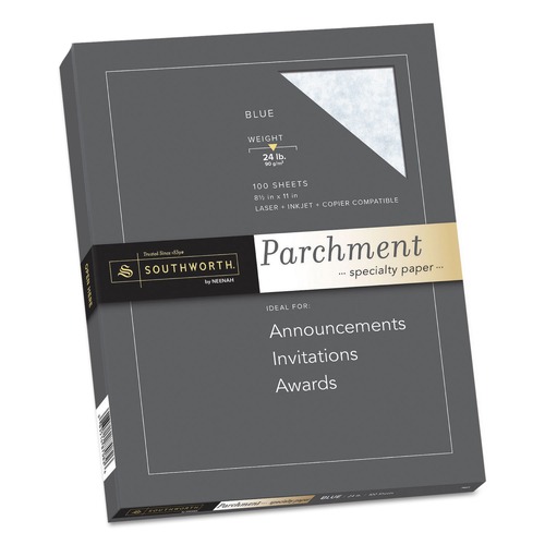 Office Jansan | Southworth P964CK/3/36 24 lbs. Bond Weight 8.5 in. x 11 in. Parchment Specialty Paper - Blue (100/Pack) image number 0