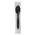 Cutlery | Dixie PTH53C Individually Wrapped Heavyweight Teaspoons - Black (1000/Carton) image number 2