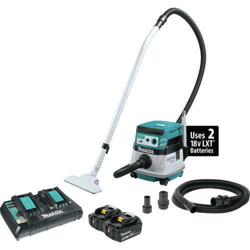 Dust Collectors | Makita XCV08PT 18V X2 LXT Lithium-Ion (36V) Brushless Cordless 2.1 Gal. HEPA Filter Dry Dust Extractor/Vacuum Kit, AWS (5.0Ah) image number 0