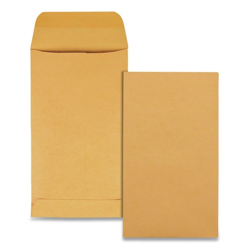 Office Jansan | Quality Park QUA50562 3.13 in. x 5.5 in. #5 1/2 Square Flap Gummed Closure Coin and Small Parts Envelope - Brown Kraft (500/Box) image number 0