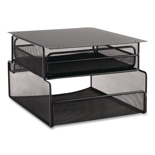 Office Jansan | Safco 3244BL Onyx 12.33 in. x 10 in. x 7.25 in. Under Desk Hanging Mesh Organizer with Drawer - Black image number 0