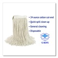 Cleaning & Janitorial Supplies | Boardwalk BWK224CCT 24 oz. Cotton Premium Cut-End Wet Mop Heads - White (12/Carton) image number 10