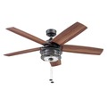Ceiling Fans | Honeywell 51631-45 52 in. Foxhaven Farmhouse Indoor Outdoor Ceiling Fan with Light - Matte Black image number 1