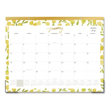 Blue Sky 22 in. x 17 in. 12-Month (Jan to Dec): 2026 Mimosa Monthly Desk Pad Calendar - Lemon Artwork, White/Yellow/Green Sheets