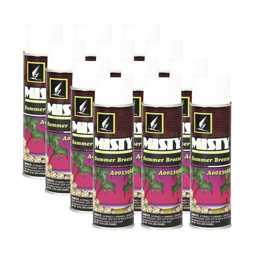 Odor Control | Misty 1001868 10 oz. Summer Breeze, Handheld Air Deodorizer Aerosol Spray (12/Carton) image number 0
