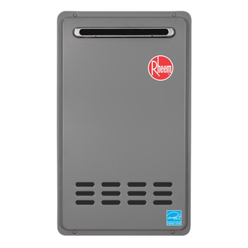 Rheem Outdoor Tankless Propane Water Heater for 1 - 2 Bathroom Homes