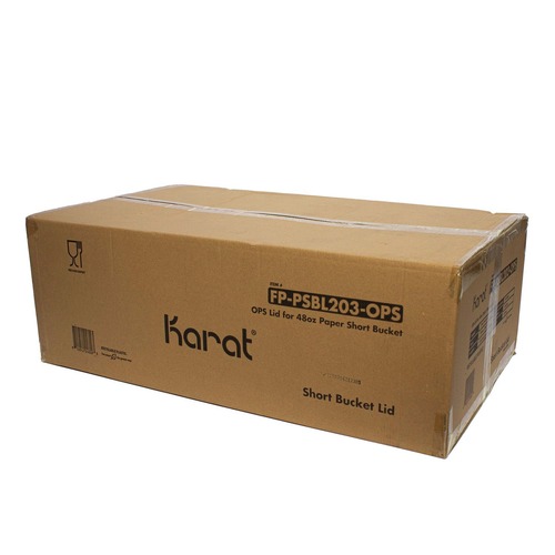 Cups and Lids | Karat FP-PSBL203-OPS Plastic Lid for 48 oz. Food Bucket - Clear (270/Carton) image number 0