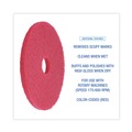 Cleaning & Janitorial Accessories | Boardwalk BWK4018RED 18 in. Buffing Floor Pads - Red (5/Carton) image number 4