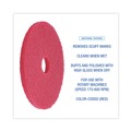 Cleaning & Janitorial Accessories | Boardwalk BWK4018RED 18 in. Buffing Floor Pads - Red (5/Carton) image number 4