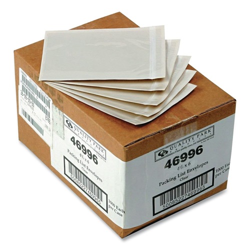 Office Jansan | Quality Park QUA46996 6 in. x 4-1/2 in. Clear Front Self Adhesive Packing List Envelope (1000/Box) image number 0