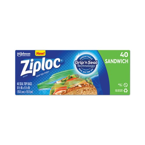 Food Service | Ziploc 315882BX 1.2 mil 6.5 in. x 5.88 in. Resealable Sandwich Bags - Clear (40/Box) image number 0