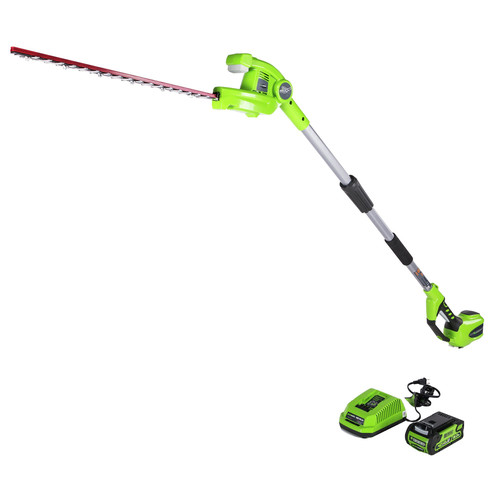 Hedge Trimmers | Greenworks 2300402 PH40B210 22 in./40V Cordless Pole Hedge Trimmer with 2.0 Ah Battery image number 0