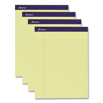 Ampad 8.5 in. x 11.75 in. Sheets (50) Legal Ruled Pads - Canary-Yellow Sheets (4/Pack)