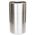 Trash & Waste Bins | Rubbermaid Commercial FGAOT35SAPL 35-Gallon Open Top Round Indoor Receptacle with Liner - Satin Aluminum image number 0