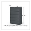  | Alera 25515 42 in. x 18.63 in. x 67.63 in. 5 Legal/Letter/A4/A5 Size Lateral File Drawers - Charcoal image number 9