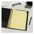 Office Jansan | Avery 11351 11 in. x 8.5 in. 12-Tab Jan. to Dec. Preprinted Black Leather Tab Dividers w/Gold Reinforced Edge - Buff (1-Set) image number 6