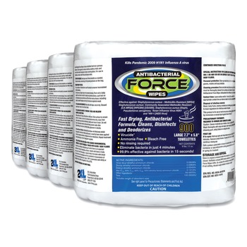2XL 1-Ply 6 x 8 FORCE Disinfecting Wipes Refill - Unscented/White (4/Carton)