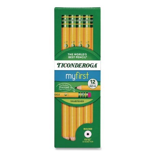 Office Jansan | Ticonderoga X33312X HB (No. 2) My First Woodcase Pencil with Eraser - Black Lead/Yellow Barrel (1-Dozen) image number 0