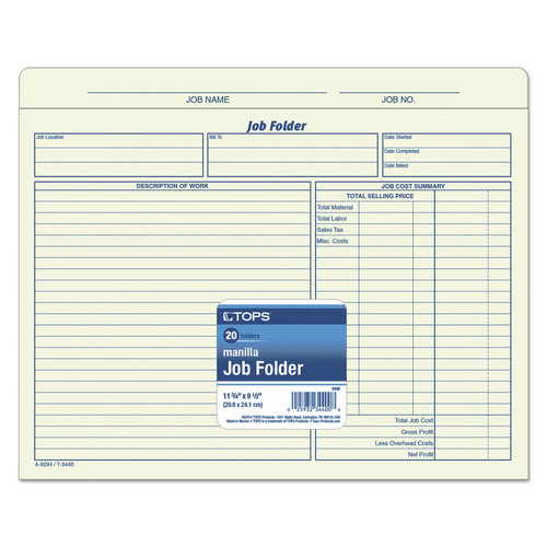 Office Jansan | TOPS 3440 Straight Tab Job Folder - Letter Size, Manila (20/Pack) image number 0