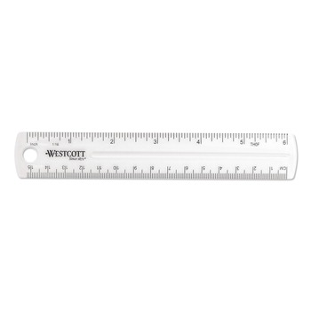 Westcott 6 in. Long Standard/Metric Transparent Shatter-Resistant Plastic Ruler - Clear