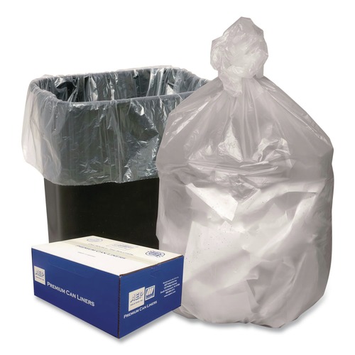 Trash Bags | Ultra Plus 1506870 45 Gallon 12 microns 40 in. x 48 in. Can Liners - Natural (250/Carton) image number 0