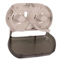 New Year New Savings! Save $25 off $150 | Tork 56TR 19.29 in. x 5.51 in. x 11.83 in. Twin Jumbo Roll Bath Tissue Dispenser - Smoke/Gray (1/Carton) image number 2