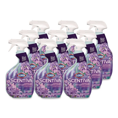 Cleaning & Janitorial Supplies | Clorox 60523CT Scentiva 32 oz Bleach-Free Disinfecting Multi-Surface Cleaner - Lavender and Jasmine (9/Carton) image number 0