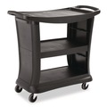 Utility Carts | Rubbermaid Commercial FG9T6800BLA Executive 3-Shelf Service Cart - Black image number 1