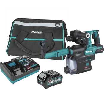 Makita GRH10D1W 40V MAX XGT Brushless Cordless 13/16 in. SDS-PLUS AVT Rotary Hammer Kit with Dust Extractor (2.5 Ah)