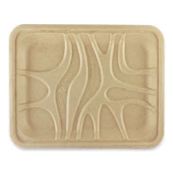 World Centric TR-SC-4S-LFS 7.1 in. x 9.1 in. x 0.7 in. Paper Fiber Trays - Natural (500/Carton)