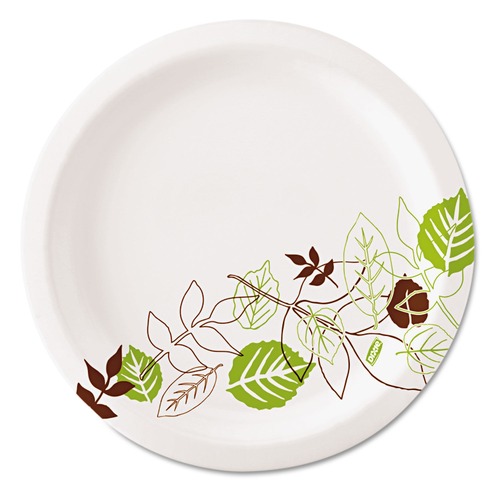  | Dixie UX7PATH Pathways Soak-Proof Shield 6.88 in. Paper Plates - Green/Burgundy (125/Pack, 8 Packs/Carton) image number 0