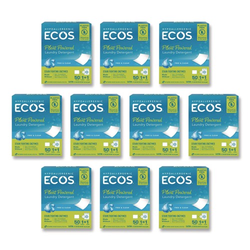 Cleaning & Janitorial Supplies | ECOS 953710CT Liquidless Laundry Detergent Sheets - Free and Clear (10/Carton) image number 0