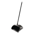 Office Jansan | Rubbermaid Commercial FG253100BLA 12.5 in. x 37 in. Lobby Pro Polypropylene with Vinyl Coat Upright Dustpan with Wheels - Black image number 0